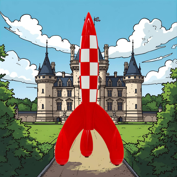 Tim und Struppi Mondrakete Skulptur 30 cm | Tintinimaginatio 2025